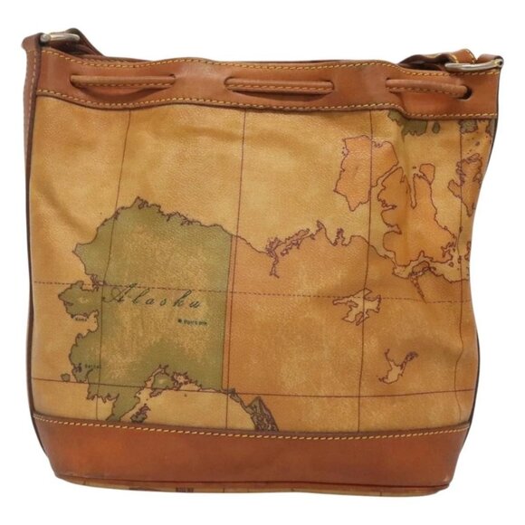 PRIMA CLASSE Shoulder Bag Leather PVC Beige Gold Auth am8596 - Picture 2 of 16